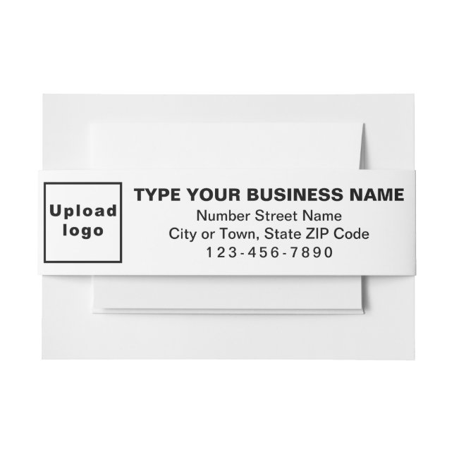 Business White Landscape Format Invitation Belly Band (Front Example)