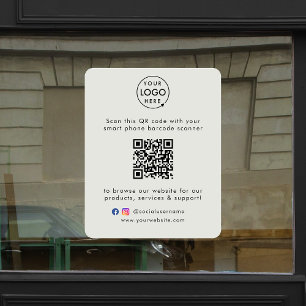 Business Window Cling   QR Code Vinyl Decal Sign