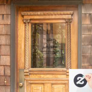 Business Window Cling with Welcome & opening hours