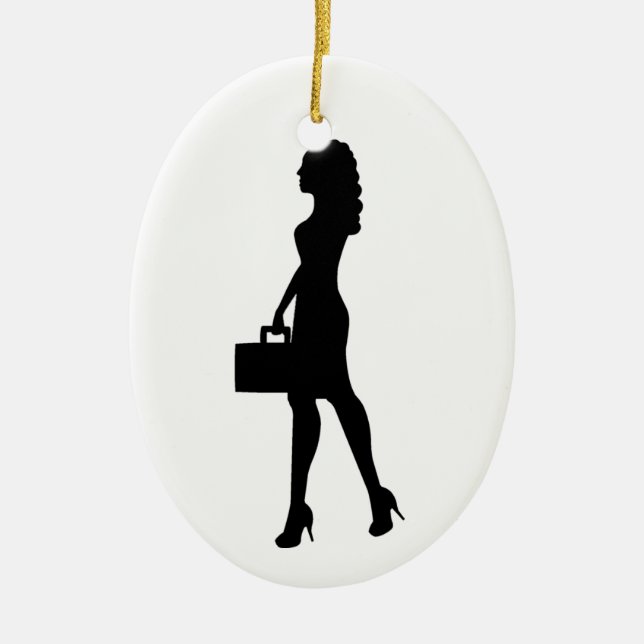 Business Woman Ceramic Tree Decoration (Front)