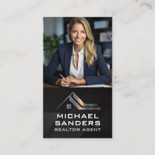 Business Woman in Office Real Estate Agent Business Card
