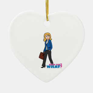 Business Woman - Light/Blonde Ceramic Tree Decoration