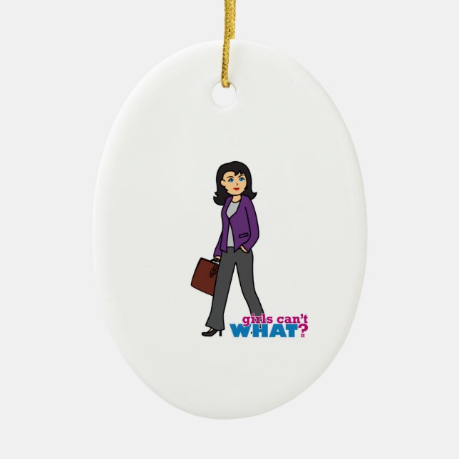 Business Woman - Medium Ceramic Tree Decoration (Front)