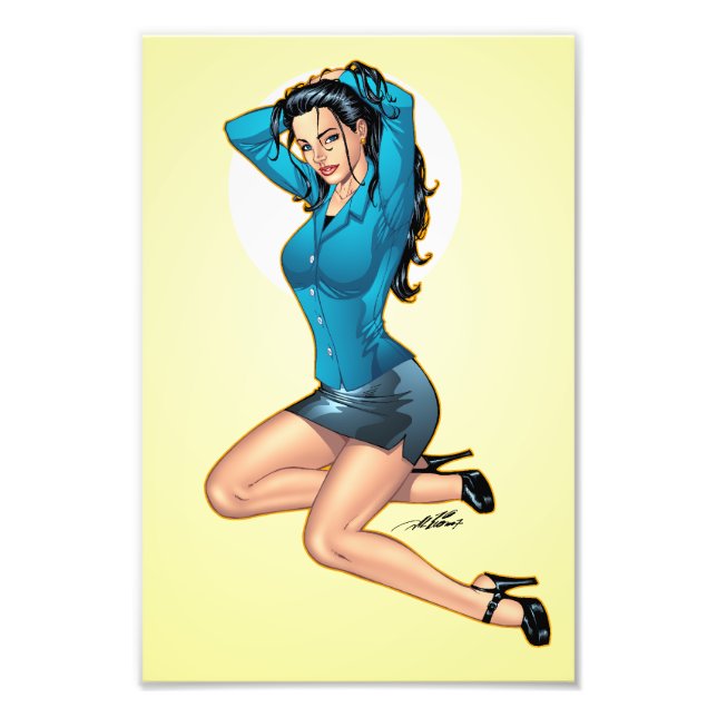 Business Woman Pulling Her Hair Up and Ready to Go Photo Print (Front)