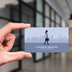 Business Woman Silhouette & City Skyline  Card