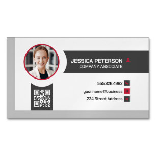Business Woman Smiling Corporate QR Code Magnetic Business Card