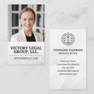 Business Woman Smiling Law Justice Logo Card