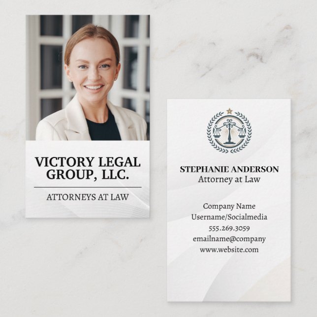 Business Woman Smiling | Law Justice Logo Card (Front/Back)