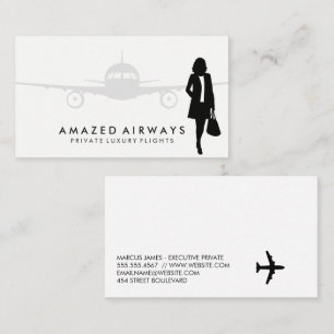 Business Woman Travelling Aeroplane Card