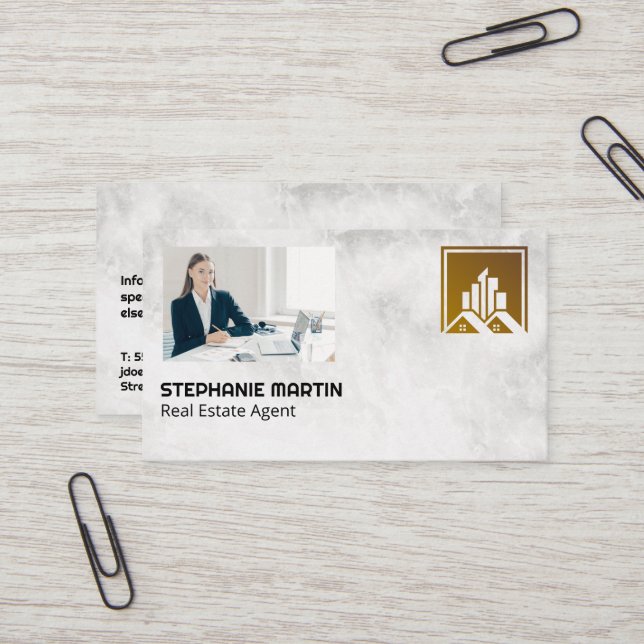 Business Woman Working | Real Estate Logo Card (Front/Back In Situ)