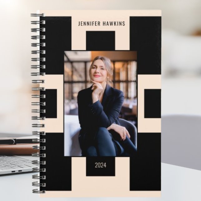 Business Women Photo Blush Pink & Black Geometric  Planner (Creator Uploaded)