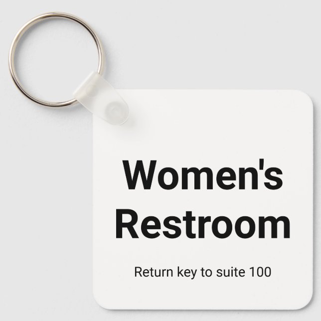 Business Women's Restroom Return Key 2 Sides White Ring (Front)