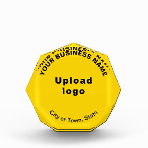 Business Yellow Octagon Shape Photo Block