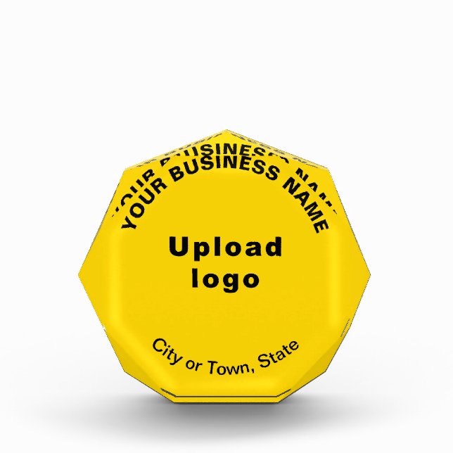 Business Yellow Octagon Shape Photo Block (Front)
