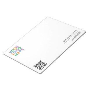 Business Your Logo Custom Personalized QR Code Notepad