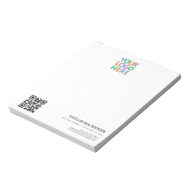Business Your Logo Custom Personalized QR Code Notepad (Rotated)