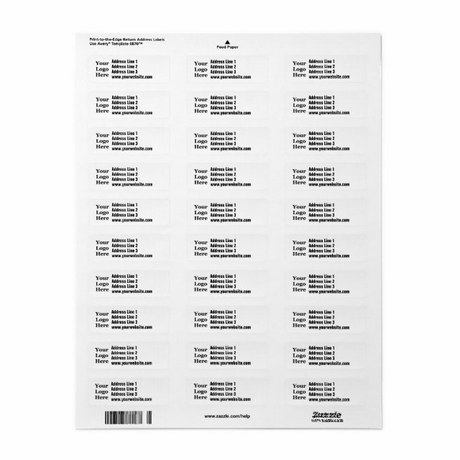 Business Your Logo Here Return Address Template (Full Sheet)