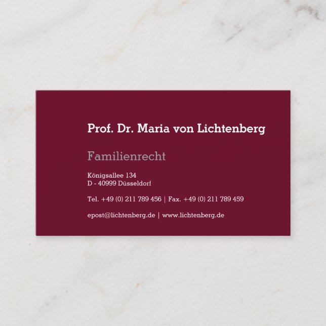 Businesscards Law Business Card (Front)