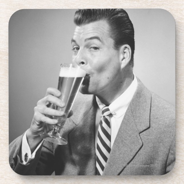 Businessman Drinking Beer Coaster (Front)