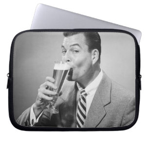 Businessman Drinking Beer Laptop Sleeve