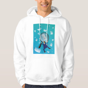 Businessman Giant Magnifying Glass Flying Papers Hoodie