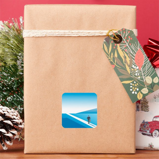 Businessman Looking Towards Future Path Square Sticker (Creator Uploaded)