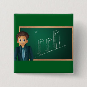 Businessman Presenting Growth Bar Chart 15 Cm Square Badge