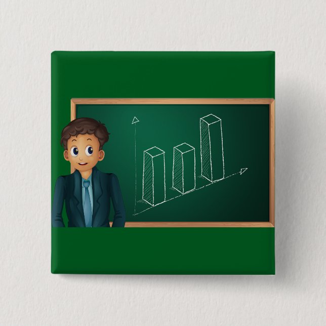 Businessman Presenting Growth Bar Chart 15 Cm Square Badge (Front)