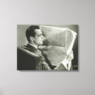Businessman Reading the Newspaper Canvas Print
