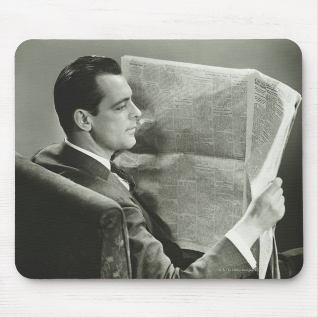 Businessman Reading the Newspaper Mouse Pad (Front)