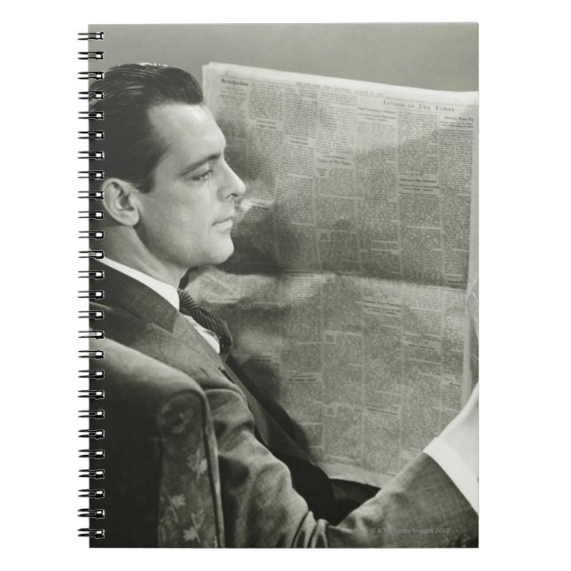 Businessman Reading the Newspaper Spiral Notebook (Front)