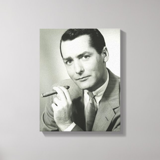 Businessman Smoking Cigar Canvas Print (Front)