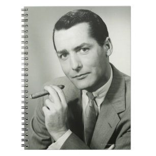 Businessman Smoking Cigar Spiral Notebook
