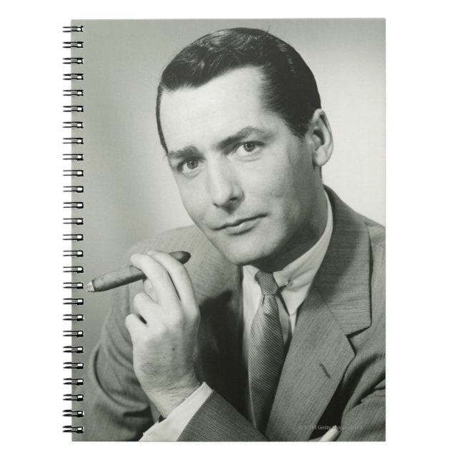 Businessman Smoking Cigar Spiral Notebook (Front)