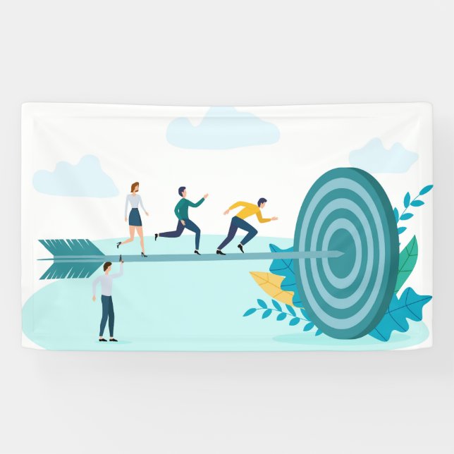  Businessmen running to the goal Banner (Horizontal)