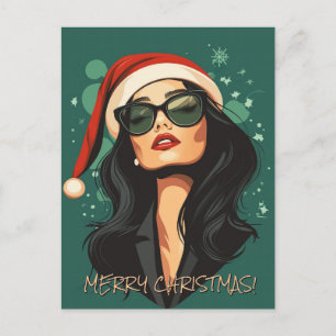 Businesswoman Christmas Celebration Postcard