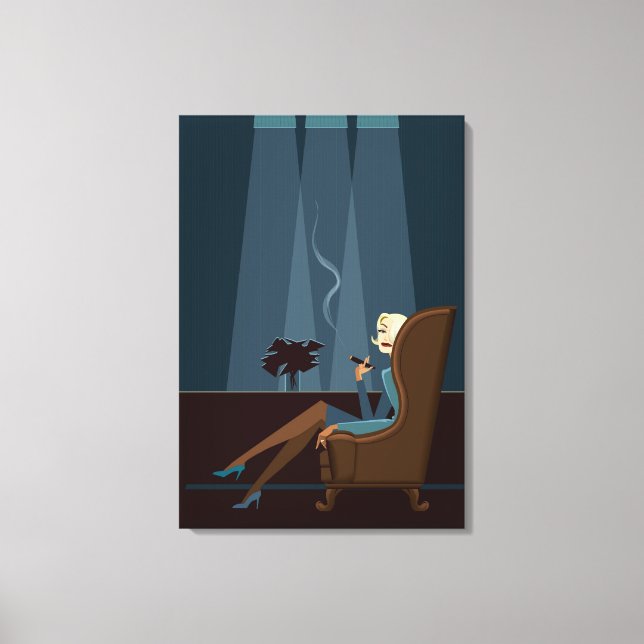 Businesswoman Smoking Cigar Canvas Print (Front)