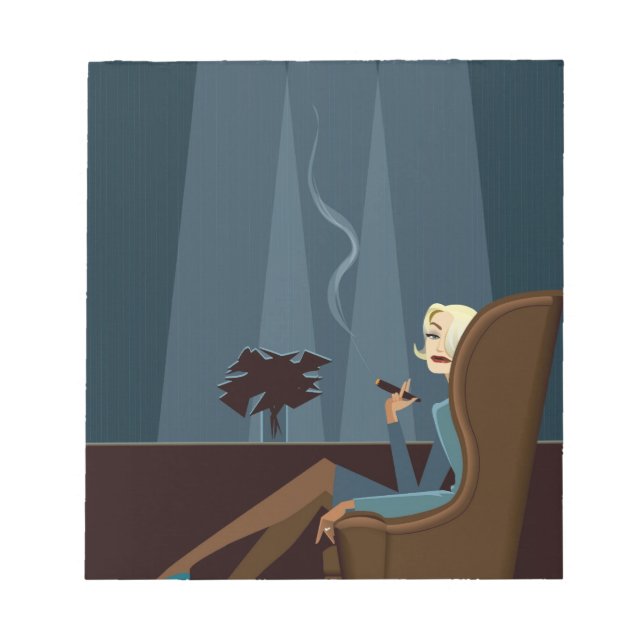 Businesswoman Smoking Cigar Notepad (Front)