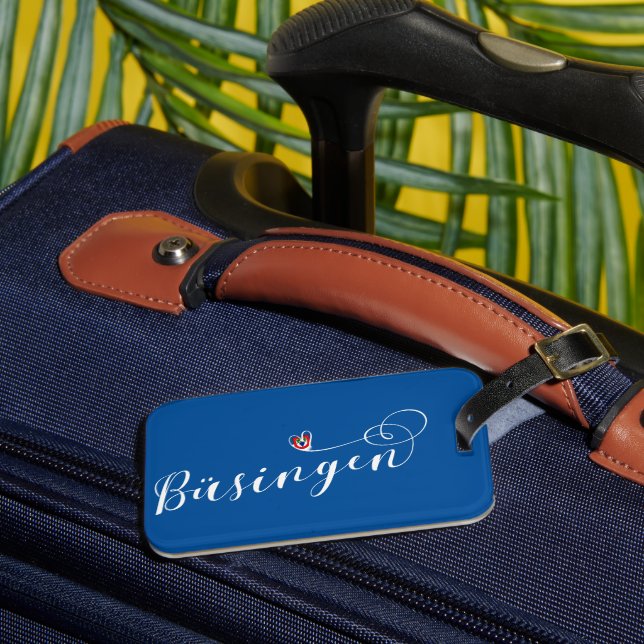 Büsingen Flag Heart, Büsingen am Hochrhein Luggage Tag (Front Insitu 3)