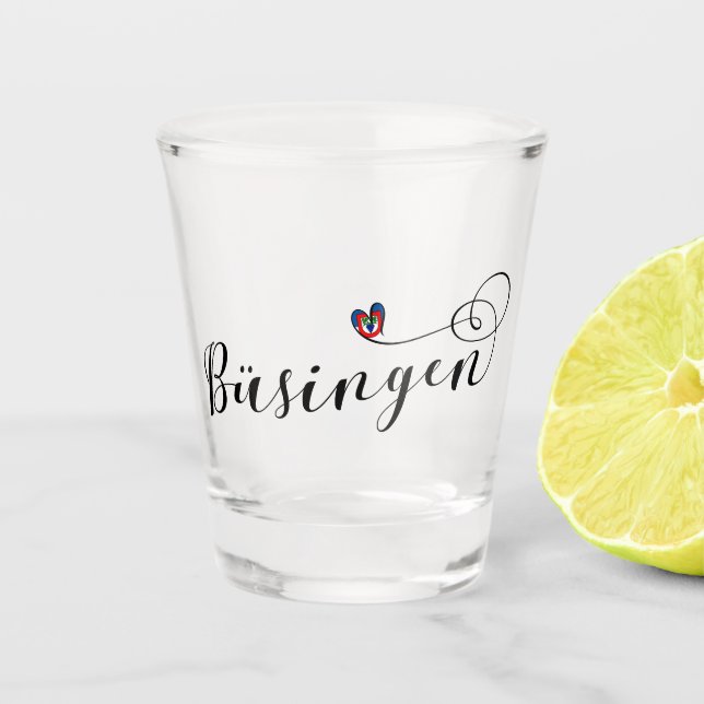 Büsingen Flag Heart, Büsingen am Hochrhein Shot Glass (Front)