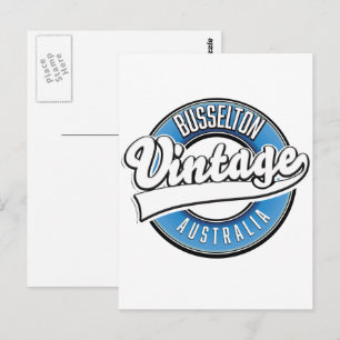 Busselton australia vintage style logo postcard