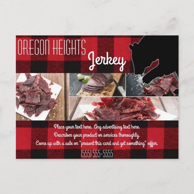 Bussiness Advertising Card Red Buffalo Plaid Bear (Front)