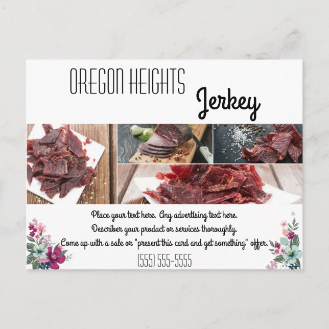 Bussiness Advertising Card Tropical Flowers on Whi (Front)