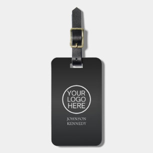 Bussiness logo - Custom Elegant Black Metallic Luggage Tag