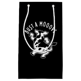 Bust A Mooove Funny Cow Pun Dark BG Small Gift Bag