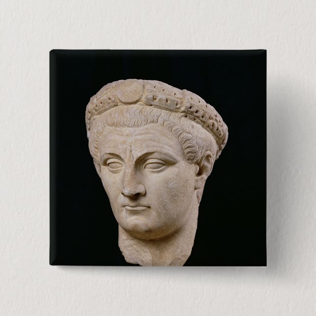 Bust of Emperor Claudius  from Thasos 15 Cm Square Badge (Front)