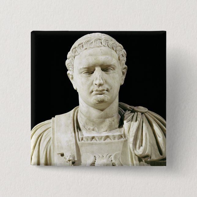 Bust of Emperor Domitian 15 Cm Square Badge (Front)