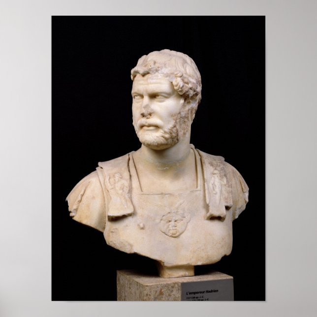 Bust of Emperor Hadrian  found in Crete Poster (Front)