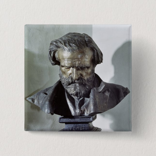 Bust of Giuseppe Verdi 15 Cm Square Badge (Front)