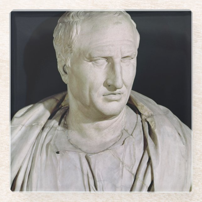 Bust of Marcus Tullius Cicero Glass Coaster (Front)